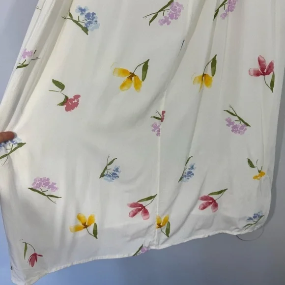 Joe Fresh Floral Spring Midi Skirt Womens L Cream Pastel Easter Church Pretty - Picture 8 of 10